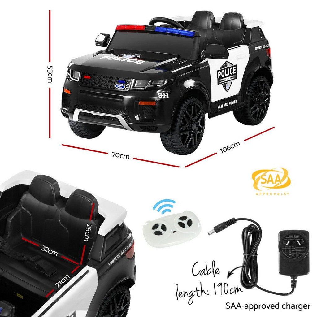 Coche de policía eléctrico Rigo Kids Ride On Patrol con mando a distancia inspirado en el Range Rover, color negro