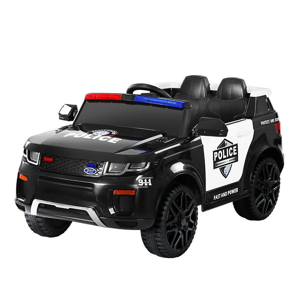 Coche de policía eléctrico Rigo Kids Ride On Patrol con mando a distancia inspirado en el Range Rover, color negro