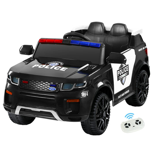 Coche de policía eléctrico Rigo Kids Ride On Patrol con mando a distancia inspirado en el Range Rover, color negro