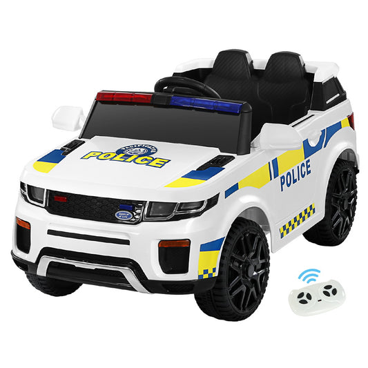 Rigo Kids Ride On Car - Coche de juguete eléctrico de patrulla policial con control remoto, 12 V, color blanco