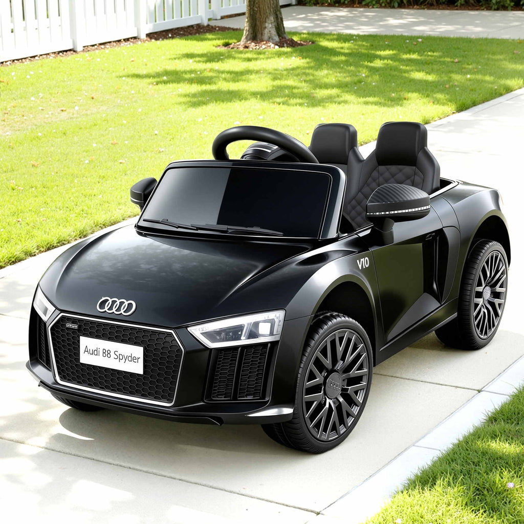 Coche de juguete eléctrico deportivo con licencia Audi R8 para niños en color negro