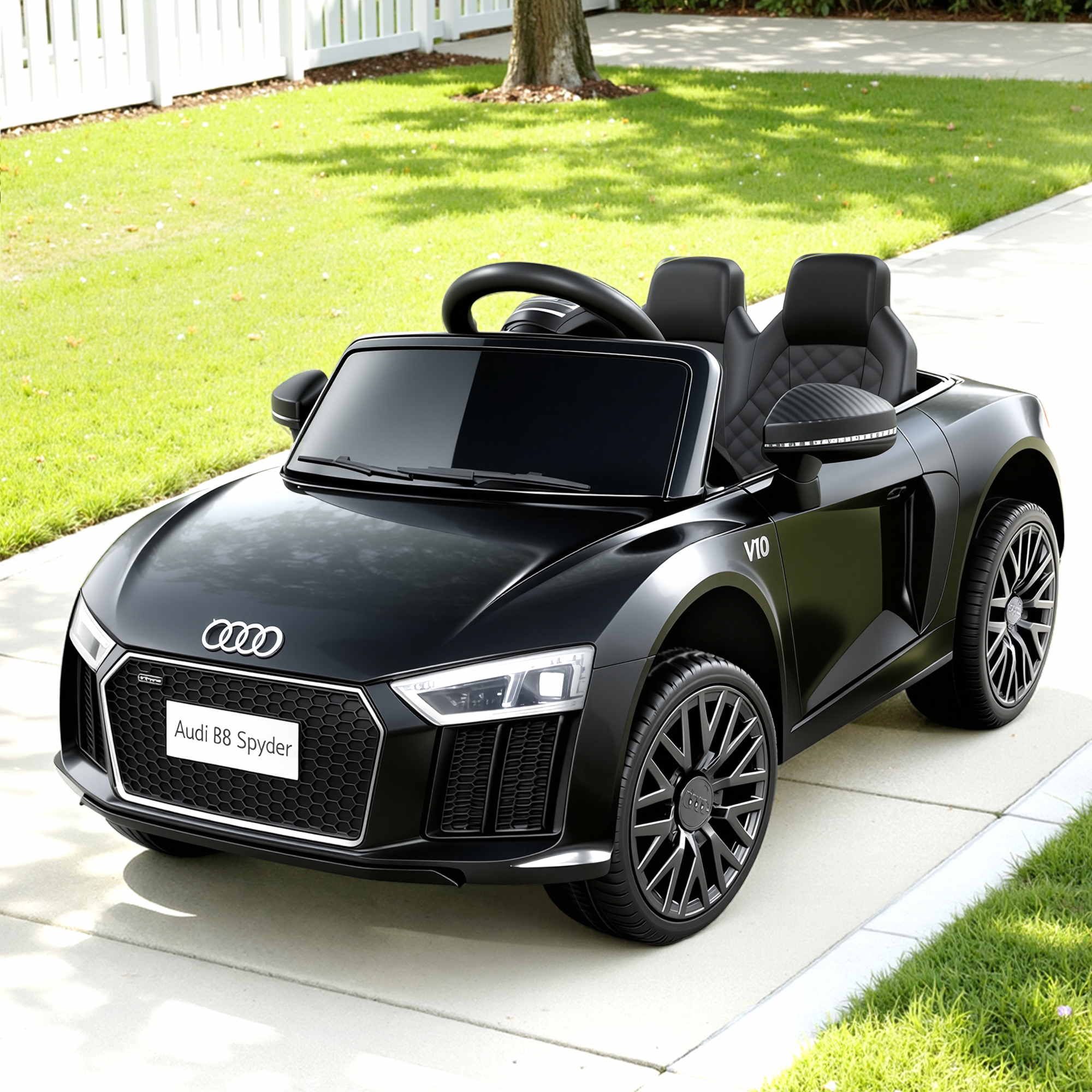 Coche de juguete eléctrico deportivo con licencia Audi R8 para niños en color negro