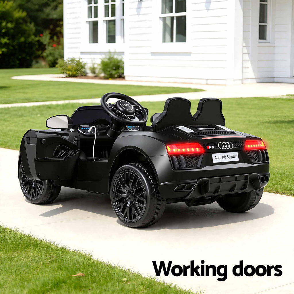 Coche de juguete eléctrico deportivo con licencia Audi R8 para niños en color negro