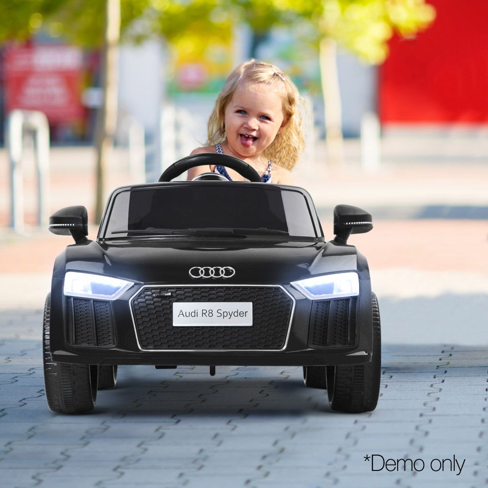 Coche de juguete eléctrico deportivo con licencia Audi R8 para niños en color negro