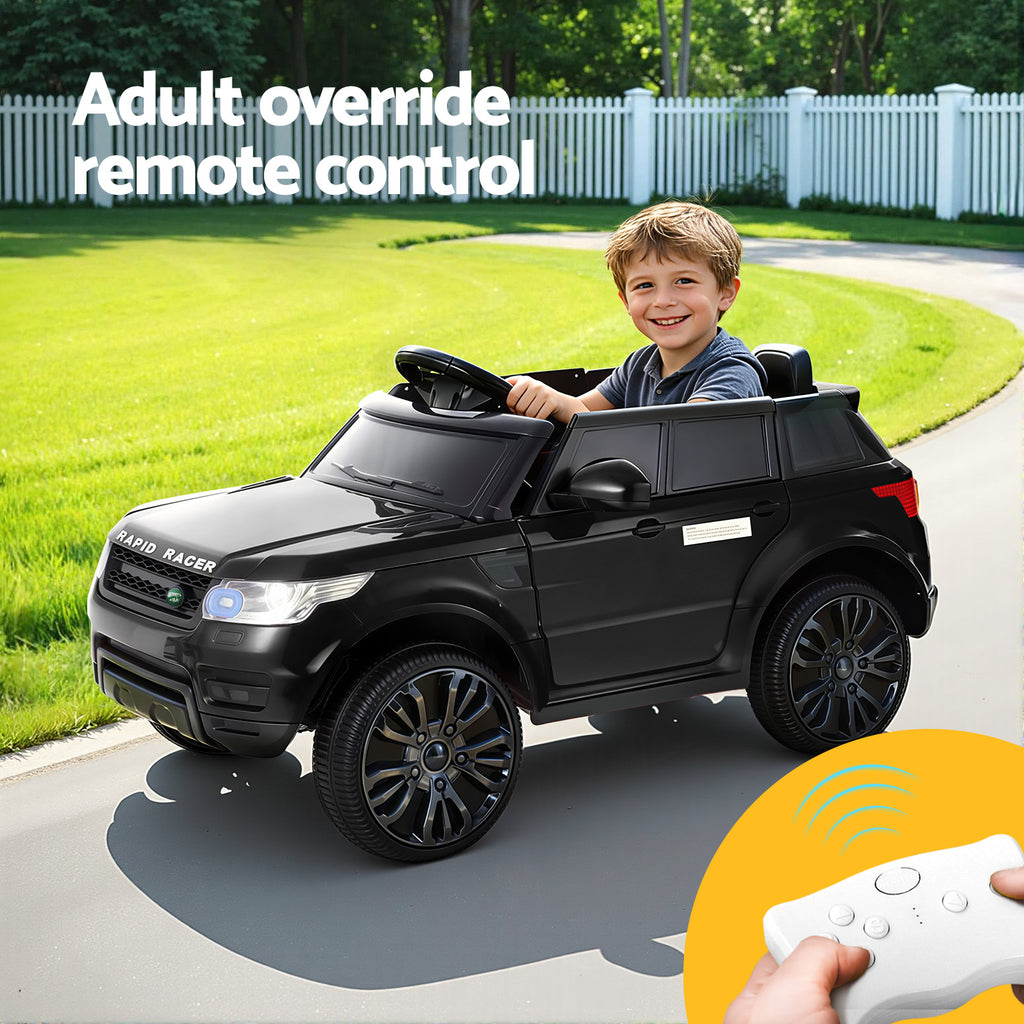 Coche eléctrico todoterreno Rigo Kids inspirado en el Range Rover con mando a distancia de 12 V, color negro