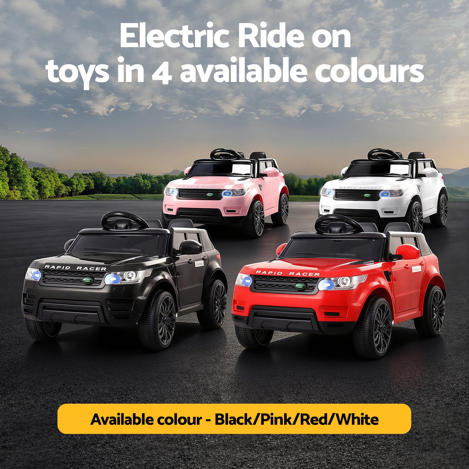 Coche eléctrico todoterreno Rigo Kids inspirado en el Range Rover con mando a distancia de 12 V, color negro