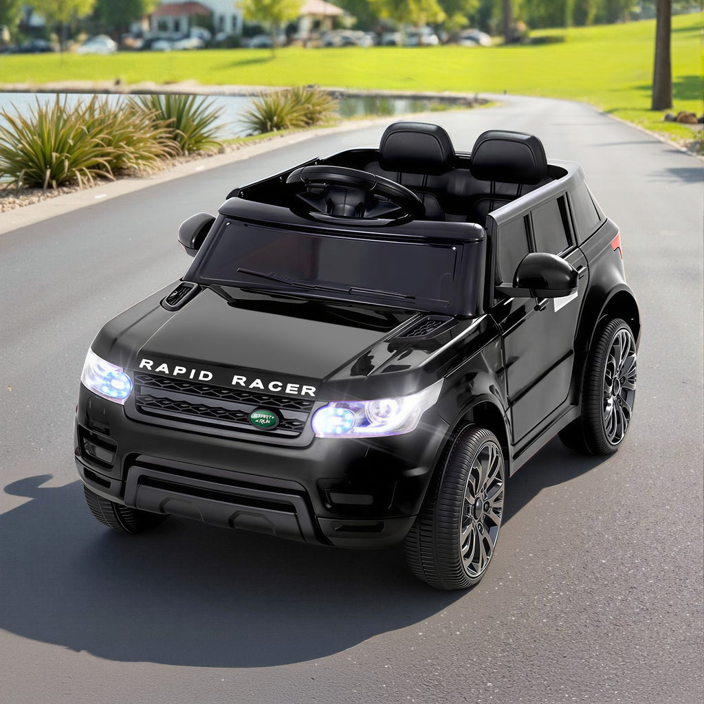 Coche eléctrico todoterreno Rigo Kids inspirado en el Range Rover con mando a distancia de 12 V, color negro