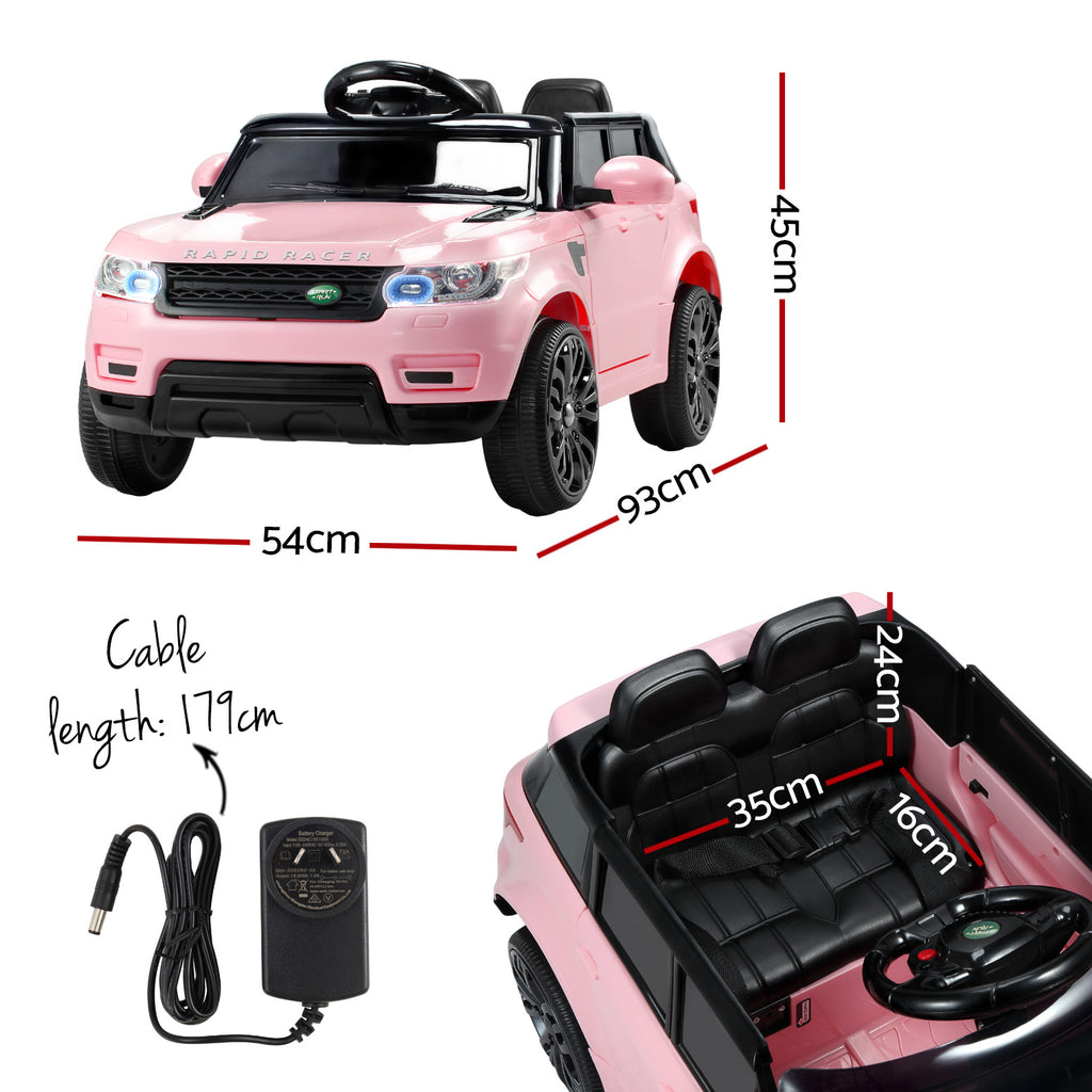 Coche eléctrico todoterreno Rigo Kids inspirado en el Range Rover con mando a distancia de 12 V, color rosa