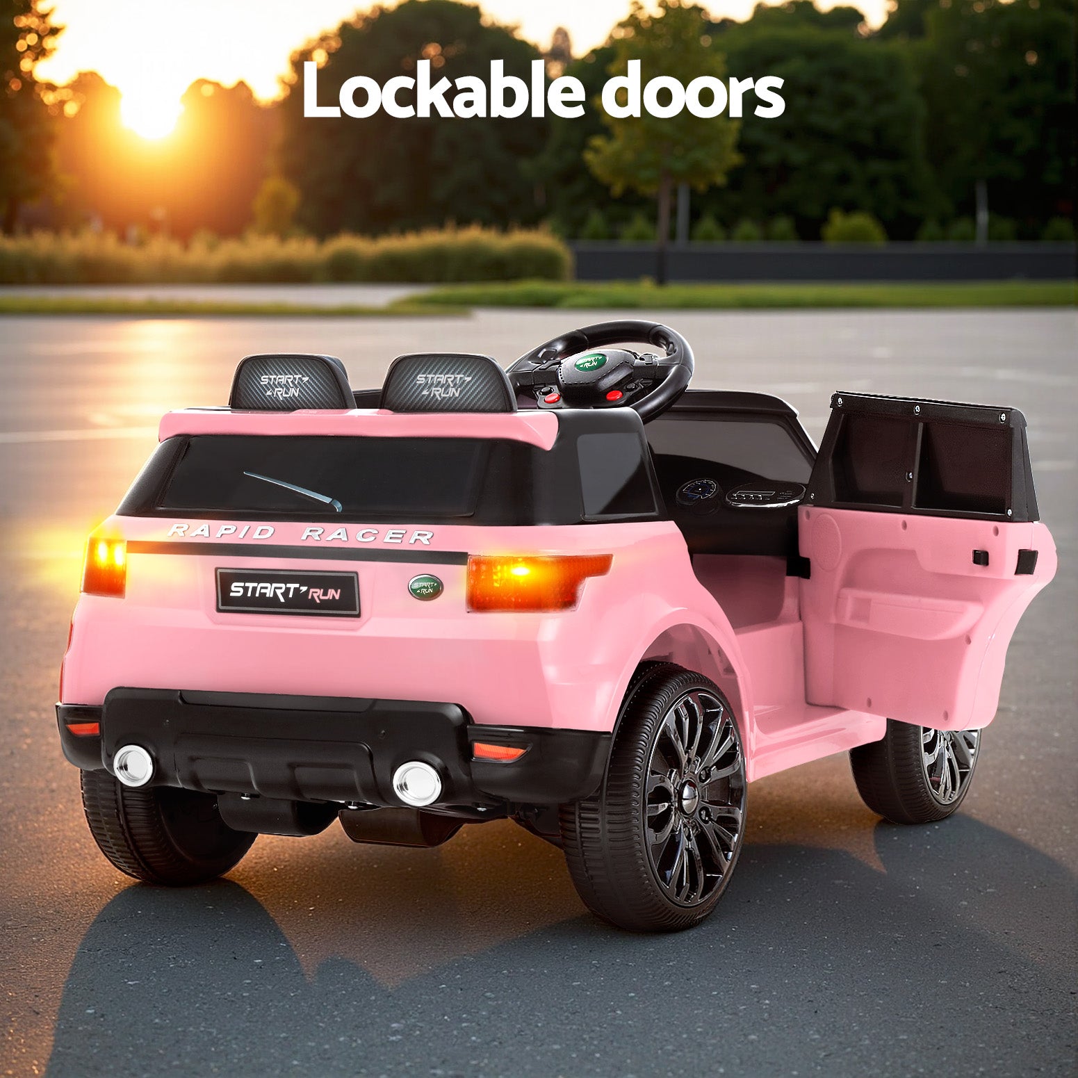 Coche eléctrico todoterreno Rigo Kids inspirado en el Range Rover con mando a distancia de 12 V, color rosa