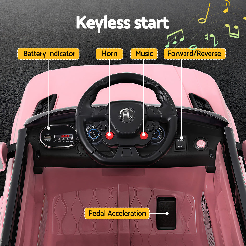Coche eléctrico todoterreno Rigo Kids inspirado en el Range Rover con mando a distancia de 12 V, color rosa