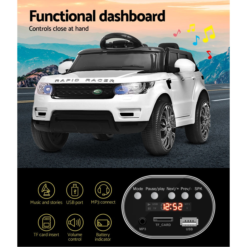 Rigo Kids Electric Ride On Car SUV Range Rover-inspired Cars Remote 12V White - YDS.com.au