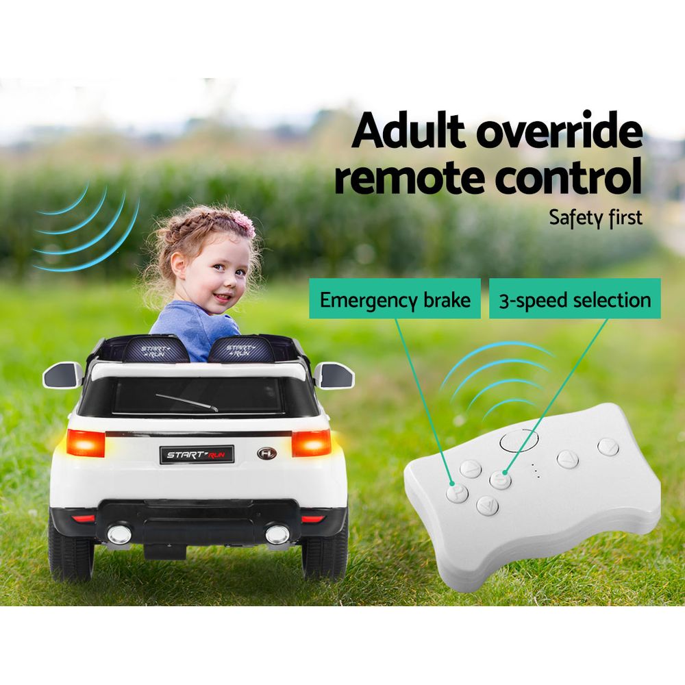 Rigo Kids Electric Ride On Car SUV Range Rover-inspired Cars Remote 12V White - YDS.com.au