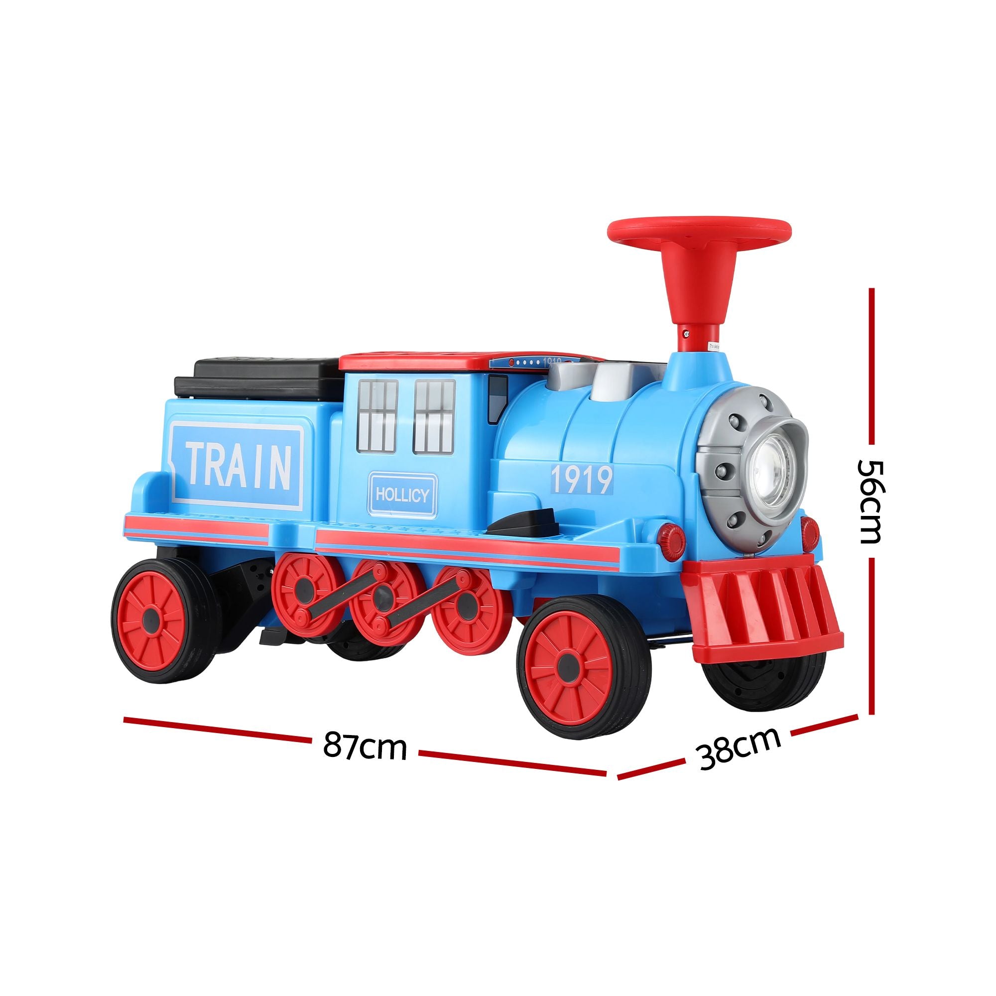 Rigo Kids Ride on Car Train 12V Electric Toy 2 Seaters Storage 87cm Blue