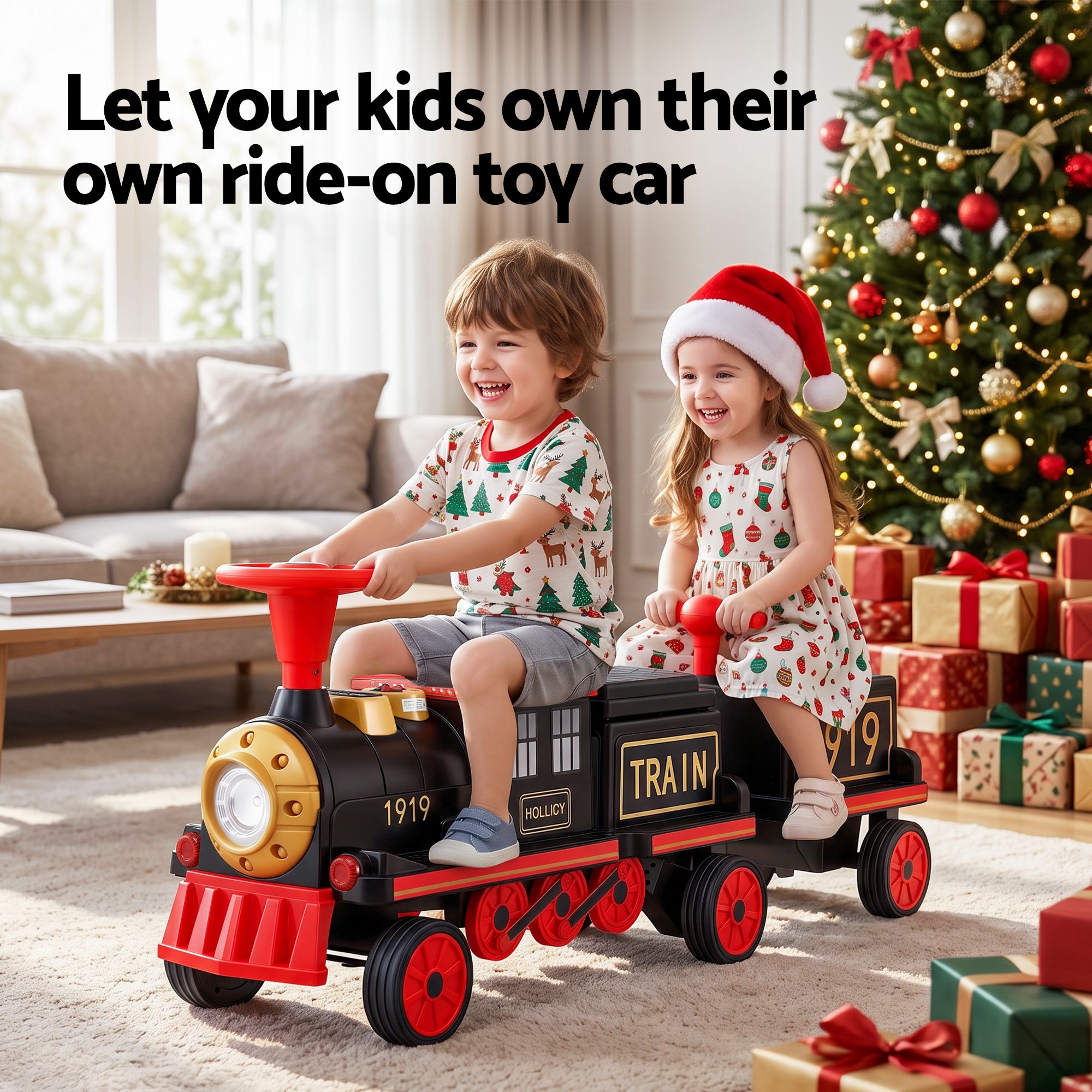 Rigo Kids Ride on Car Train 12V Electric Toy 2 Seater 136cm