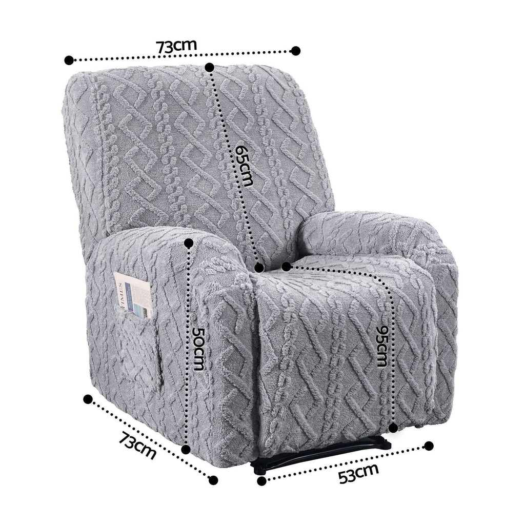 Artiss Recliner Chair Covers with Storage Side Pockets Grey