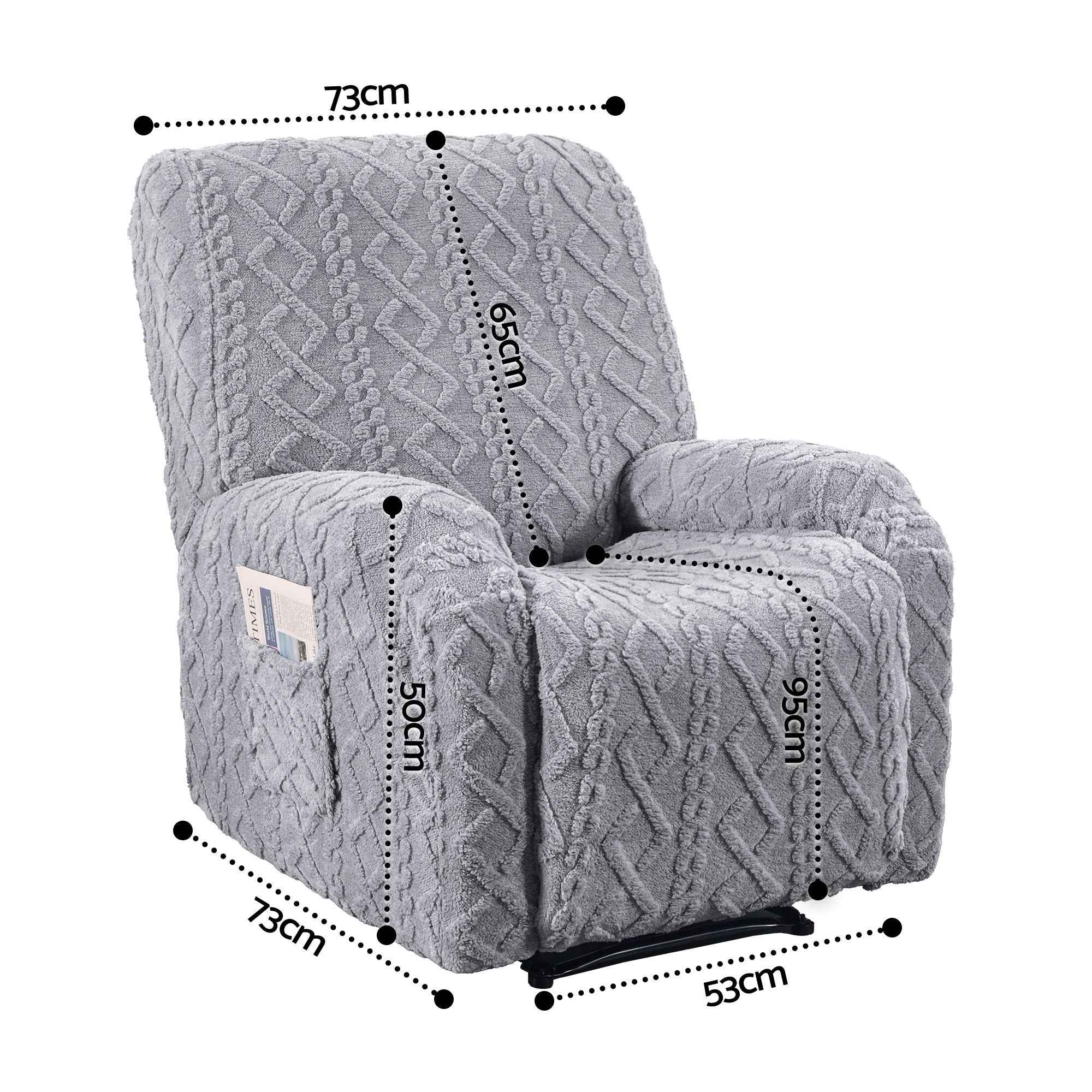 Artiss Recliner Chair Covers with Storage Side Pockets Grey