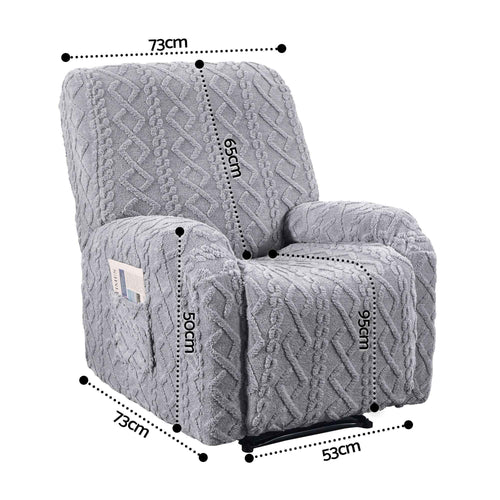 Artiss Recliner Chair Covers with Storage Side Pockets Grey