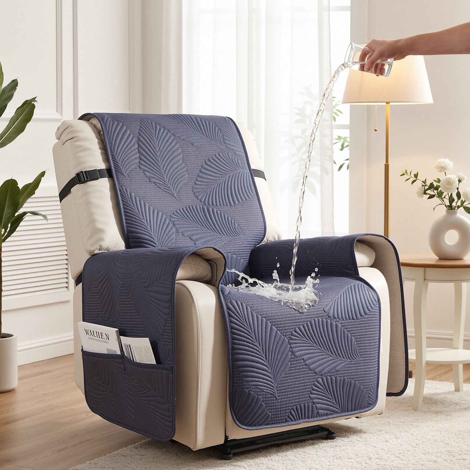 Artiss Quilted Recliner Chair Covers 100% Waterproof Recliner Slipcovers Grey