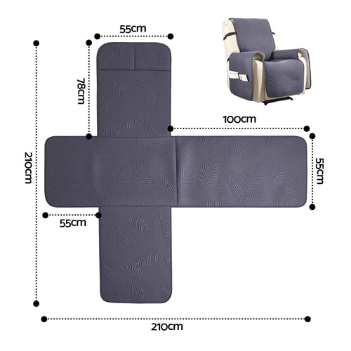 Artiss Quilted Recliner Chair Covers 100% Waterproof Recliner Slipcovers Grey