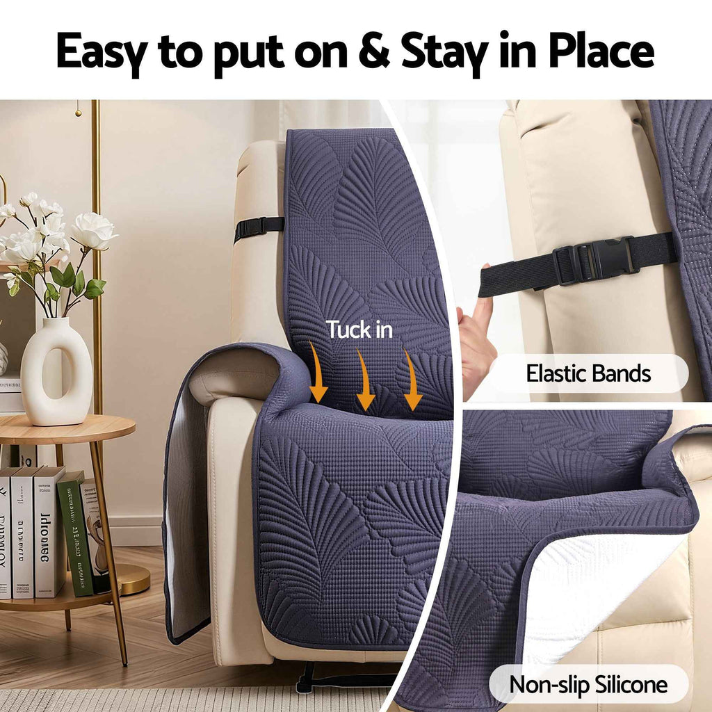 Artiss Quilted Recliner Chair Covers 100% Waterproof Recliner Slipcovers Grey