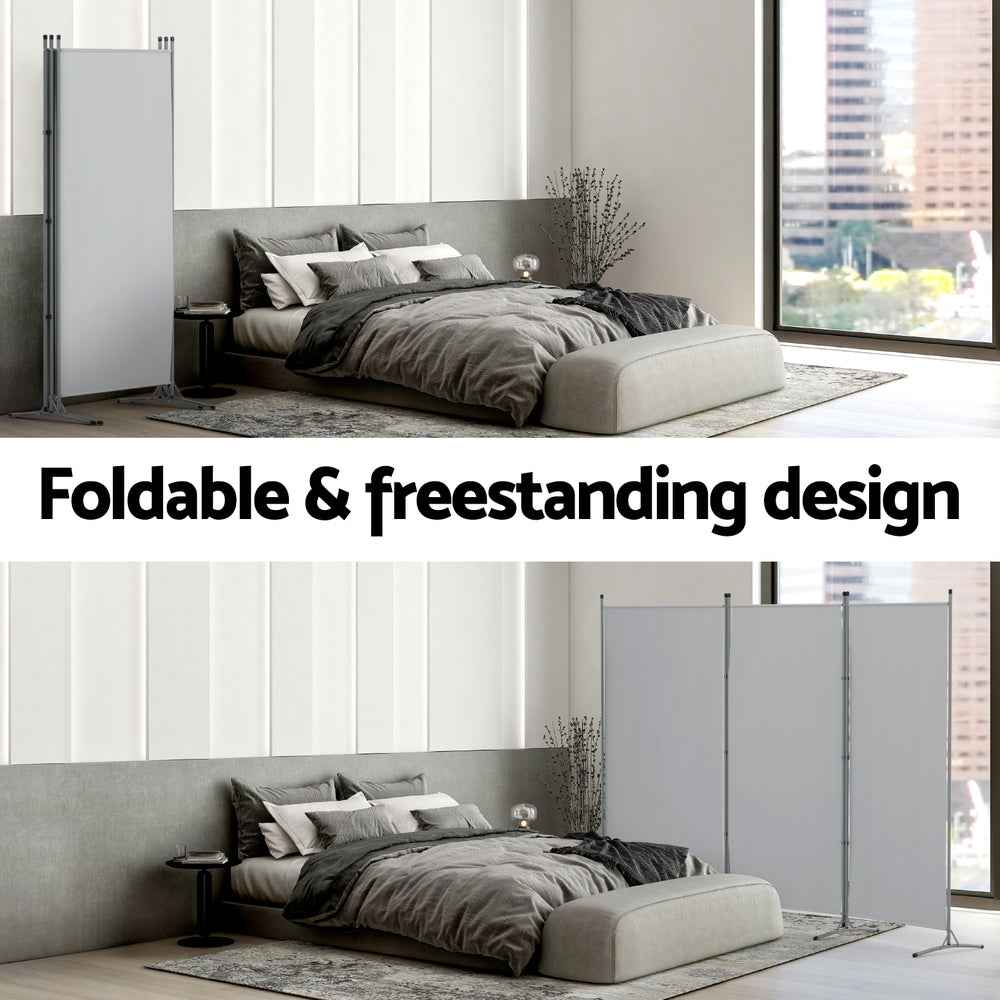 Artiss 3 Panel Room Divider Screen 260x180cm Fabric Grey