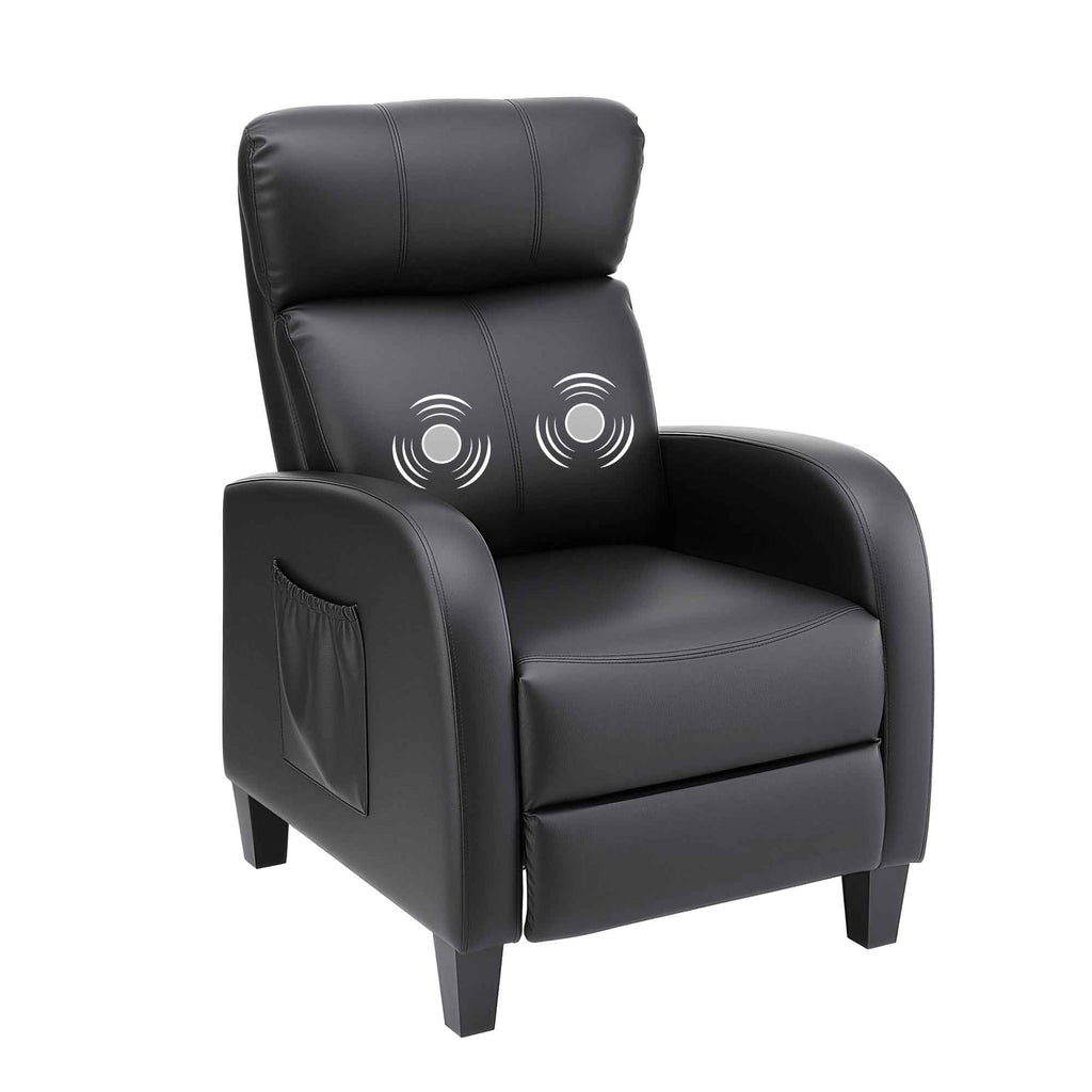 Artiss Massage Recliner Chair Small Recliner Sofa for Adults PU Leather Black