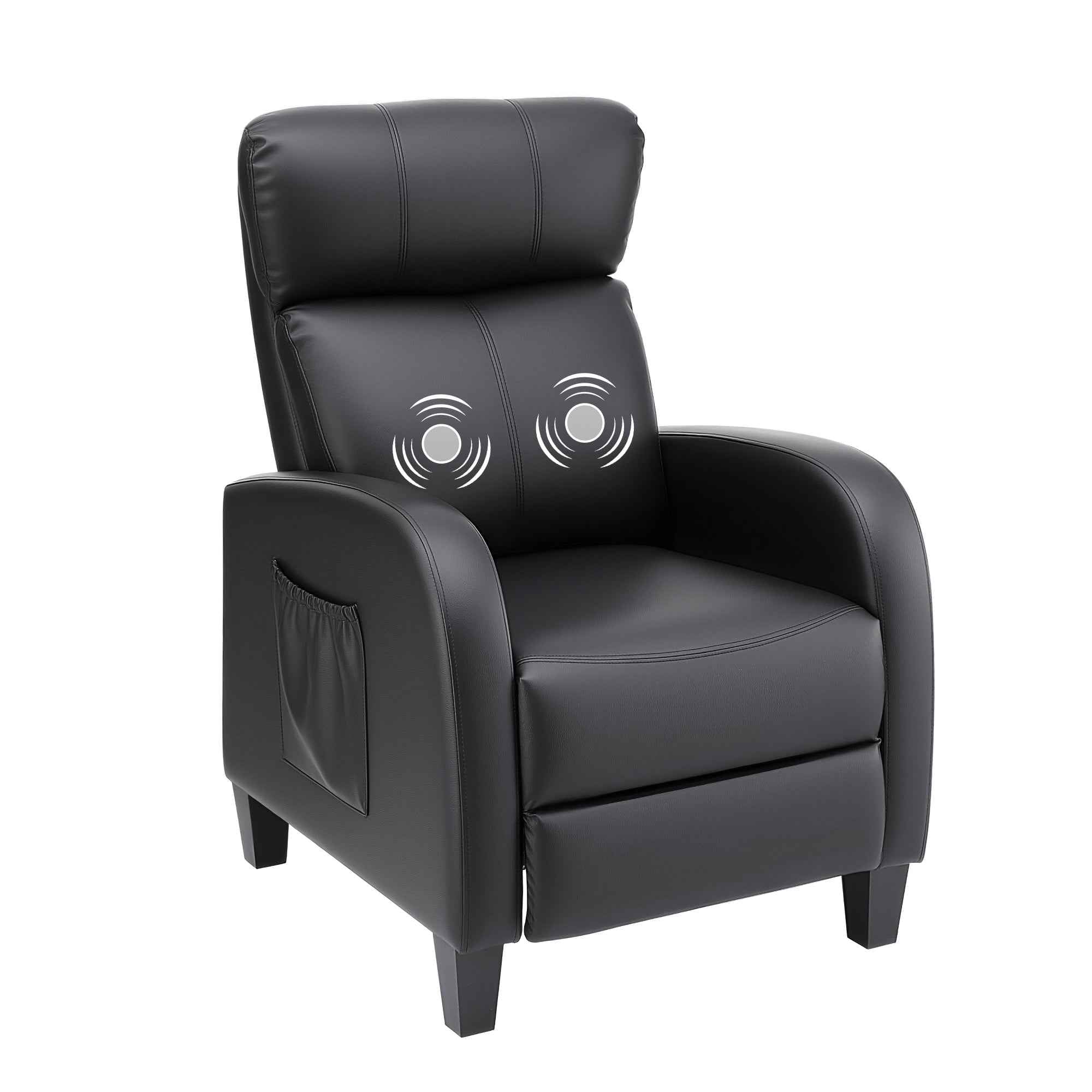 Artiss Massage Recliner Chair Small Recliner Sofa for Adults PU Leather Black