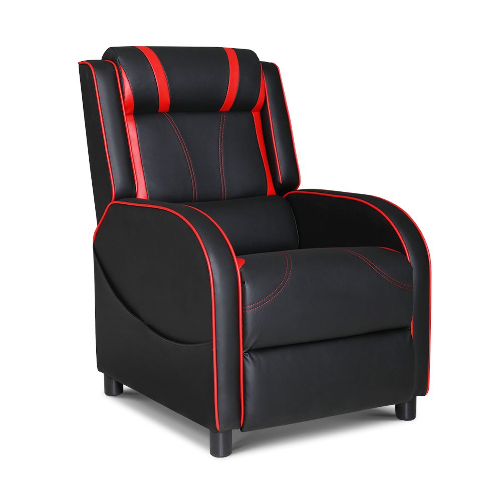 Sillón reclinable Artiss para gaming, de piel, color negro Serik