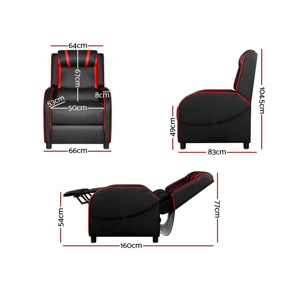 Sillón reclinable Artiss para gaming, de piel, color negro Serik