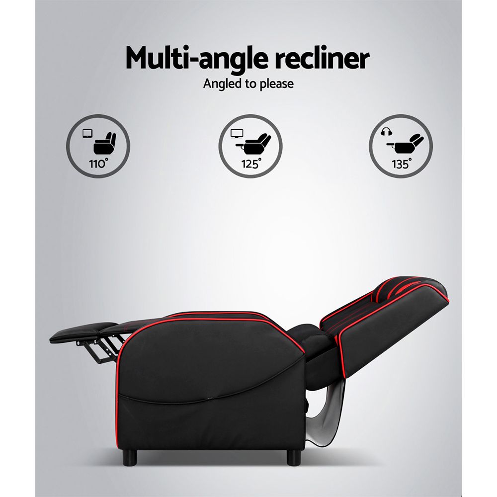 Sillón reclinable Artiss para gaming, de piel, color negro Serik