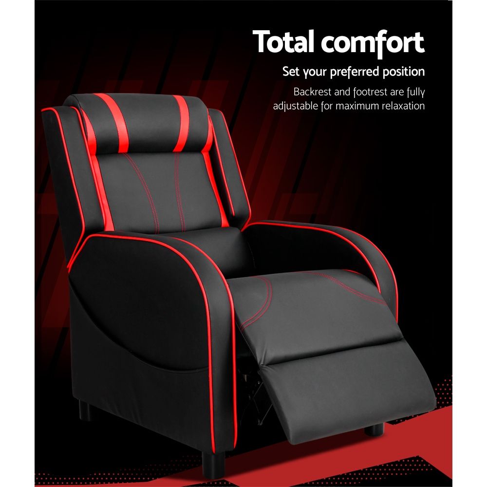 Sillón reclinable Artiss para gaming, de piel, color negro Serik