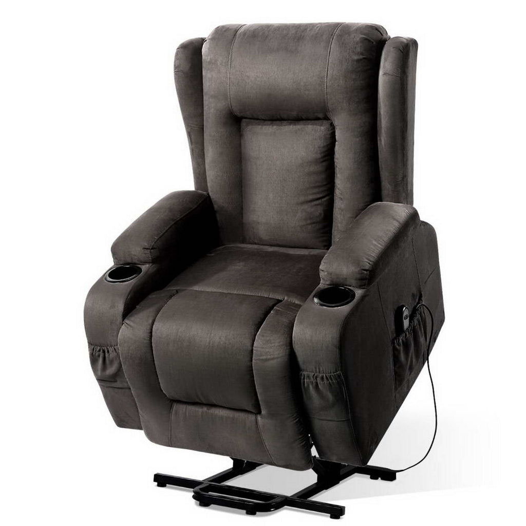 Sillón reclinable Artiss con elevación asistida, sillón de masaje con calefacción, terciopelo Rukwa