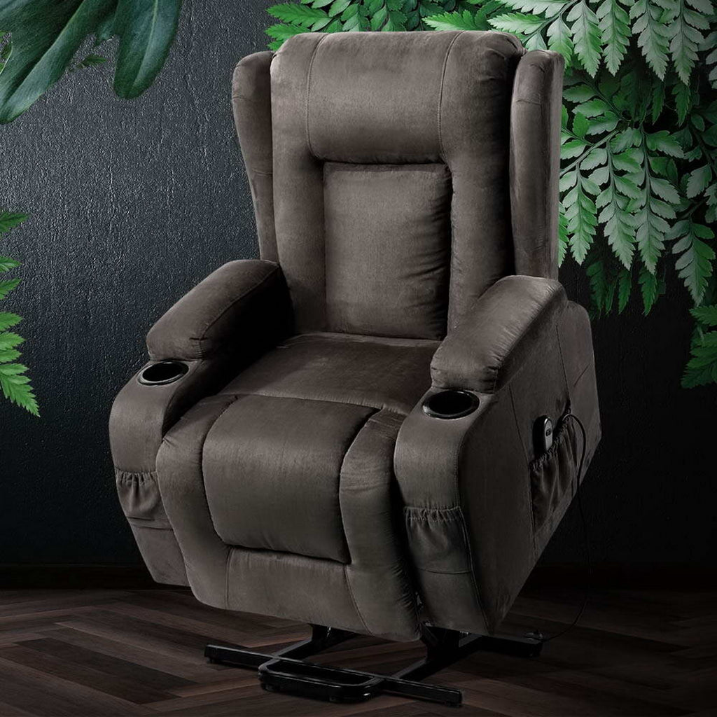 Sillón reclinable Artiss con elevación asistida, sillón de masaje con calefacción, terciopelo Rukwa