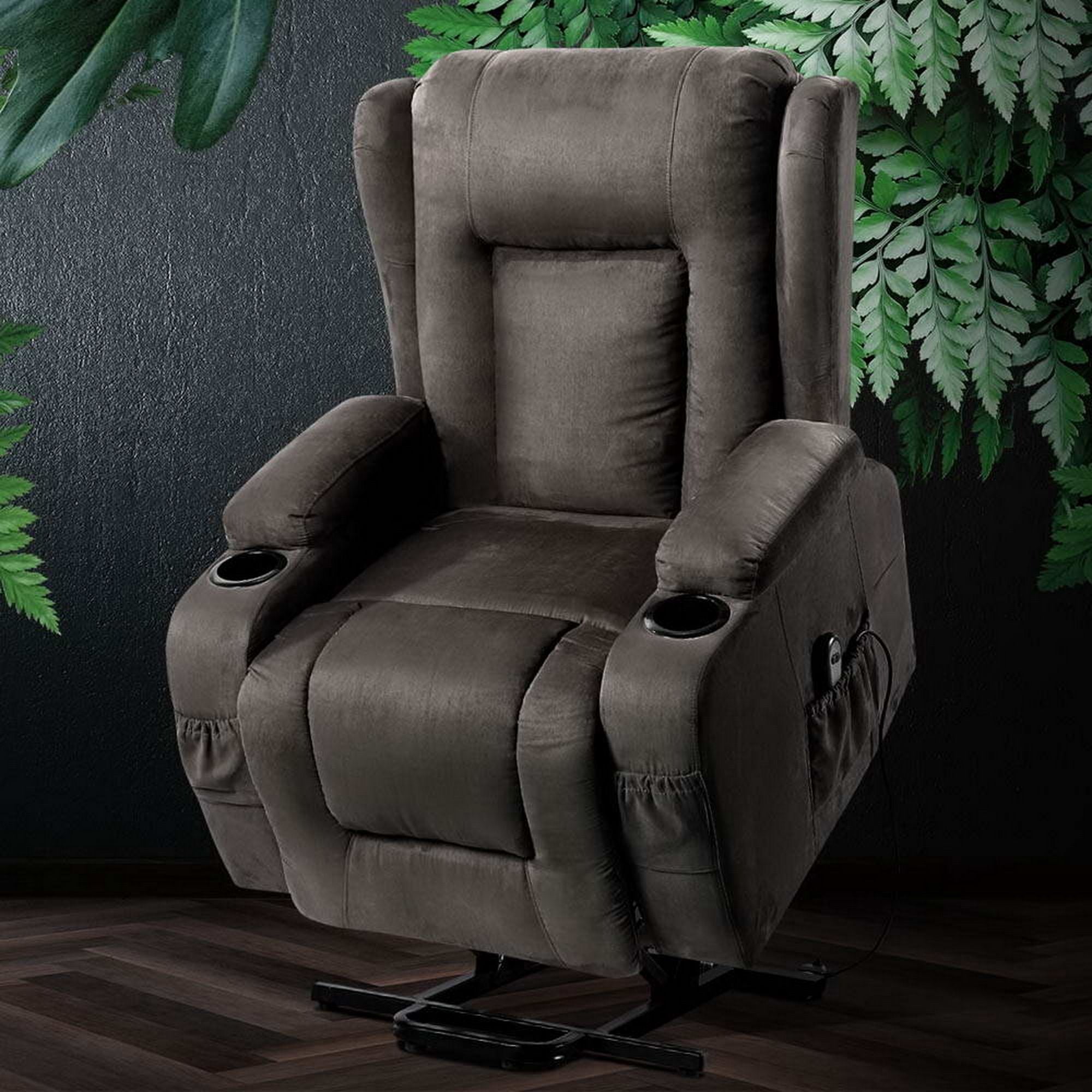 Sillón reclinable Artiss con elevación asistida, sillón de masaje con calefacción, terciopelo Rukwa