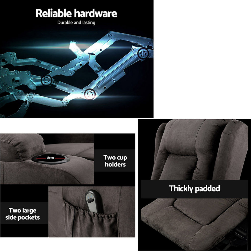 Sillón reclinable Artiss con elevación asistida, sillón de masaje con calefacción, terciopelo Rukwa