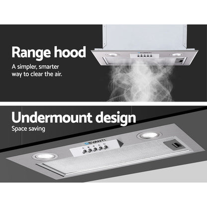 Devanti 520mm Range Hood 52cm Rangehood Stainless Steel