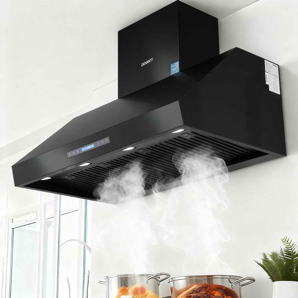 Devanti 1200mm Commercial BBQ Range Hood Dual Motor W/ Remote Control Black