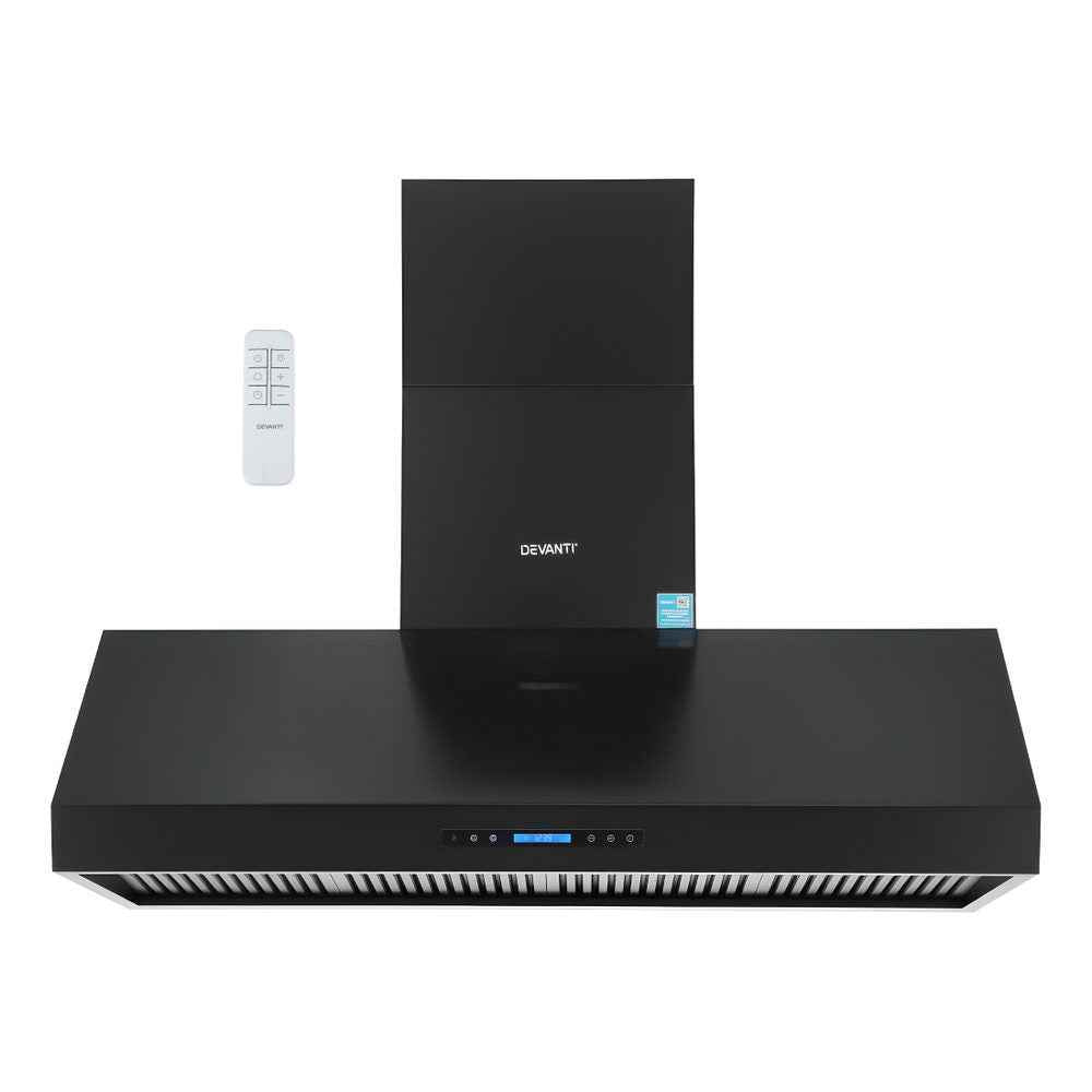 Devanti 1500mm Commercial BBQ Range Hood Dual Motor W/ Remote Control Black