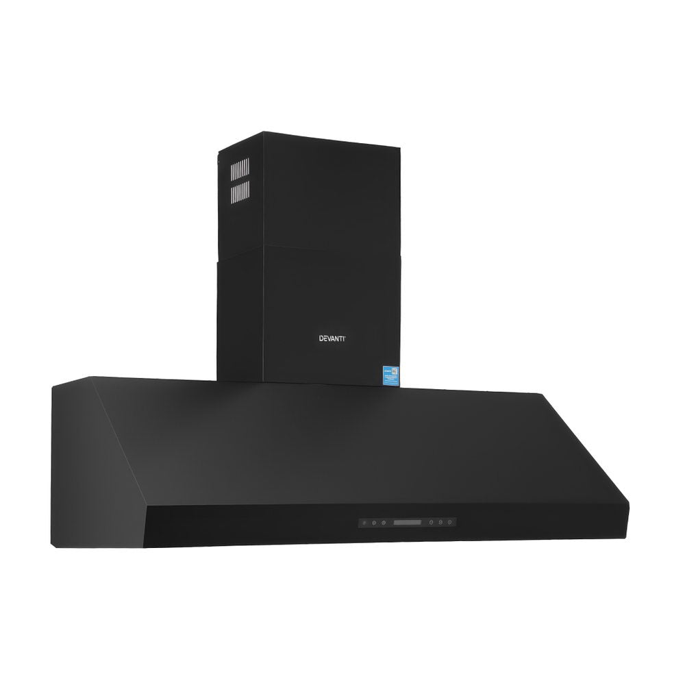 Devanti 1500mm Commercial BBQ Range Hood Dual Motor W/ Remote Control Black - YDS.com.au