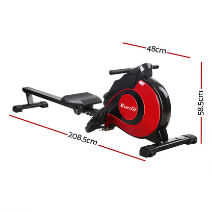 Máquina de remo Everfit Remo Resistencia magnética Ejercicio Gimnasio Cardio en casa Rojo