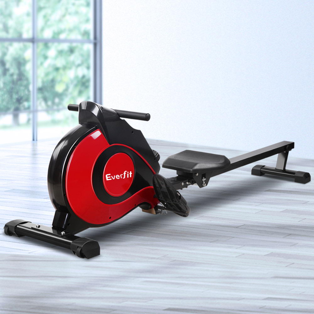 Máquina de remo Everfit Remo Resistencia magnética Ejercicio Gimnasio Cardio en casa Rojo