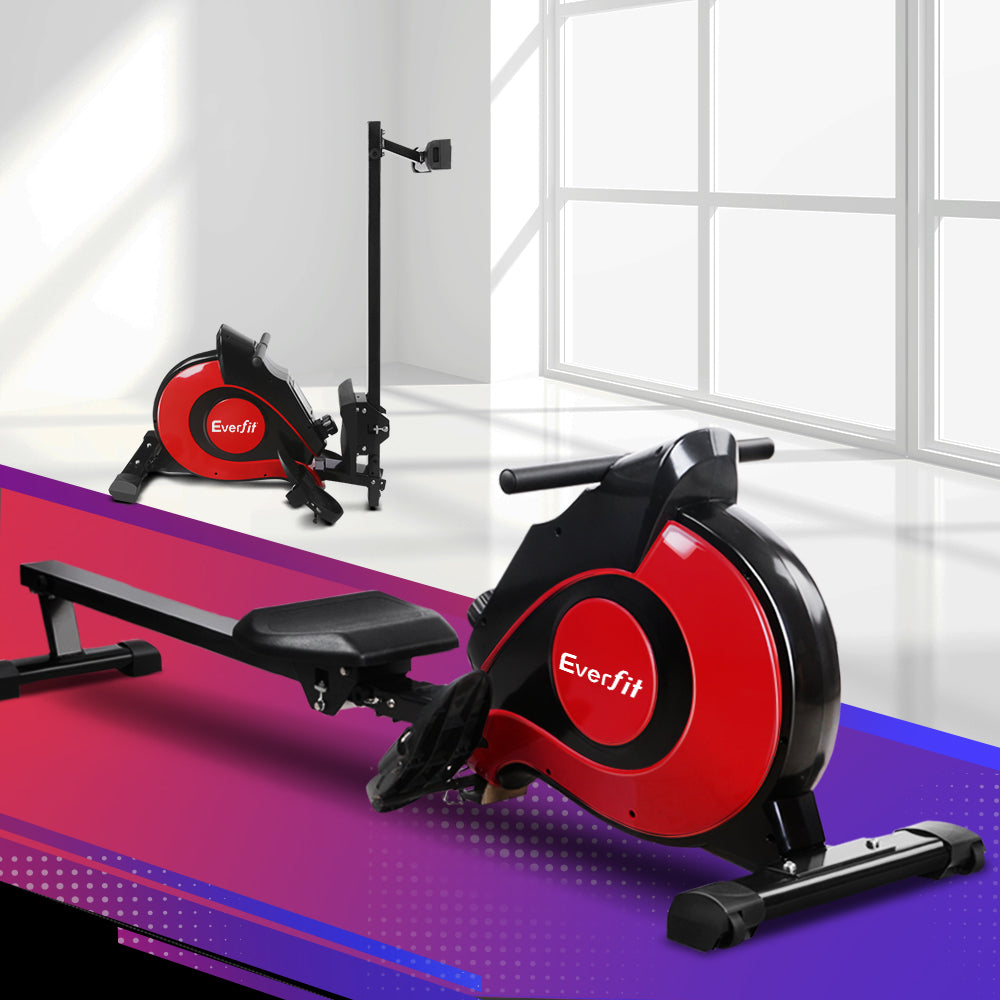 Máquina de remo Everfit Remo Resistencia magnética Ejercicio Gimnasio Cardio en casa Rojo