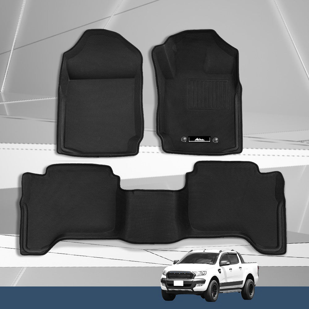 Weisshorn Car Floor Mats Rubber Fits Ford Ranger PX PX2 PX3 Dual Cab 2011-2022 3D - YDS.com.au