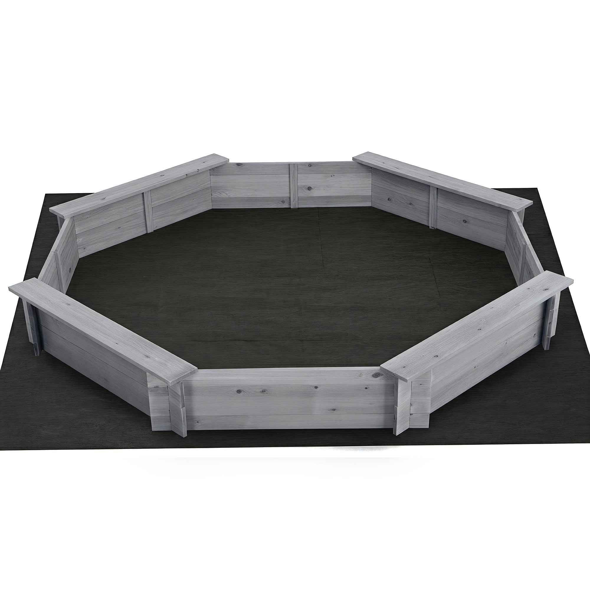 Keezi Kids Sandpit Wooden Round Sand Pit with Cover Bench Seat Beach Toys 182cm Grey