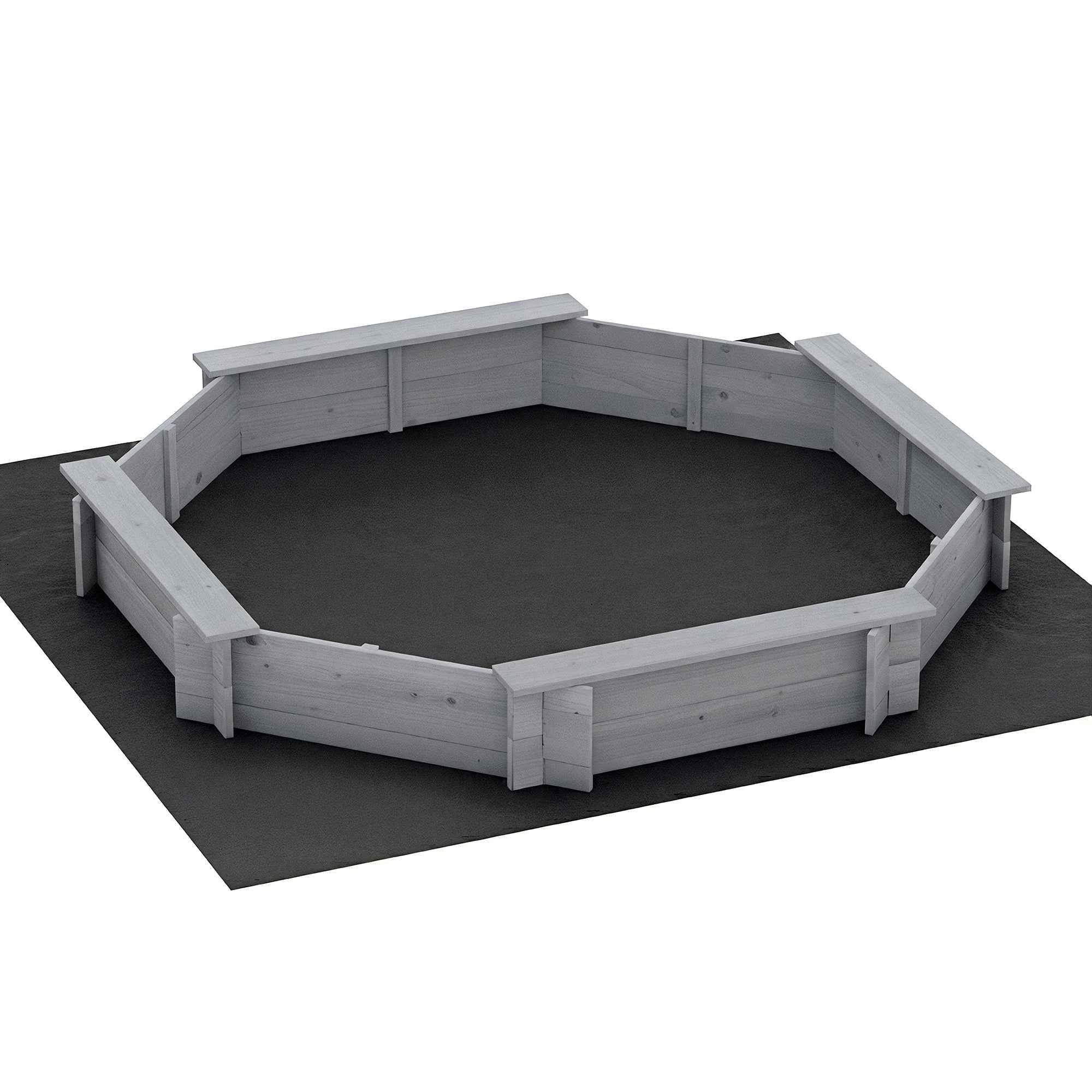 Keezi Kids Sandpit Wooden Round Sand Pit with Cover Bench Seat Beach Toys 182cm Grey