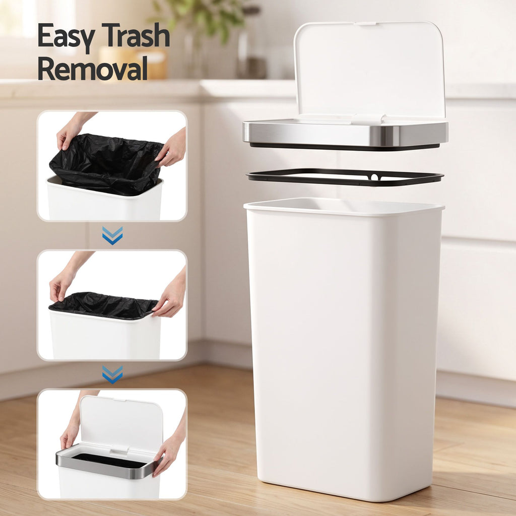 Devanti 50L Motion Sensor Trash Bin Automatic Kitchen Waste Dustbin White