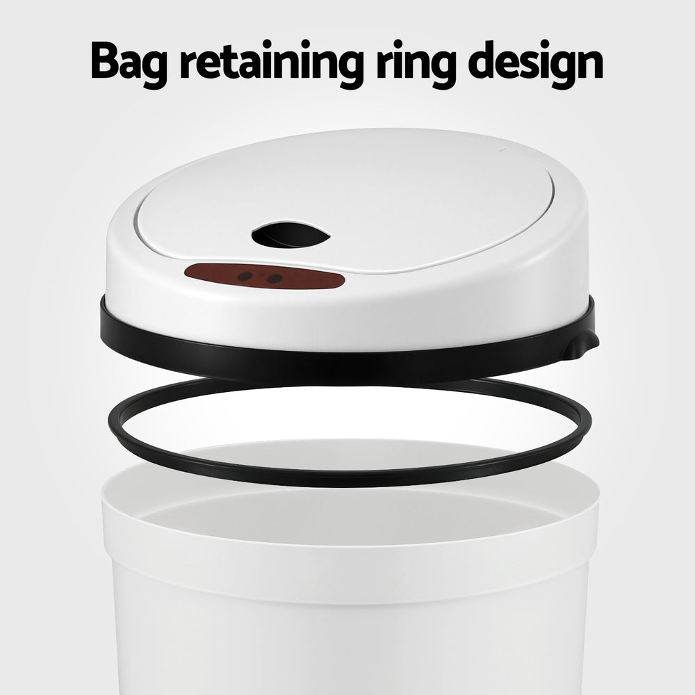 Devanti Sensor Bin Motion Rubbish Bins Kitchen Automatic Trash Can White 9L