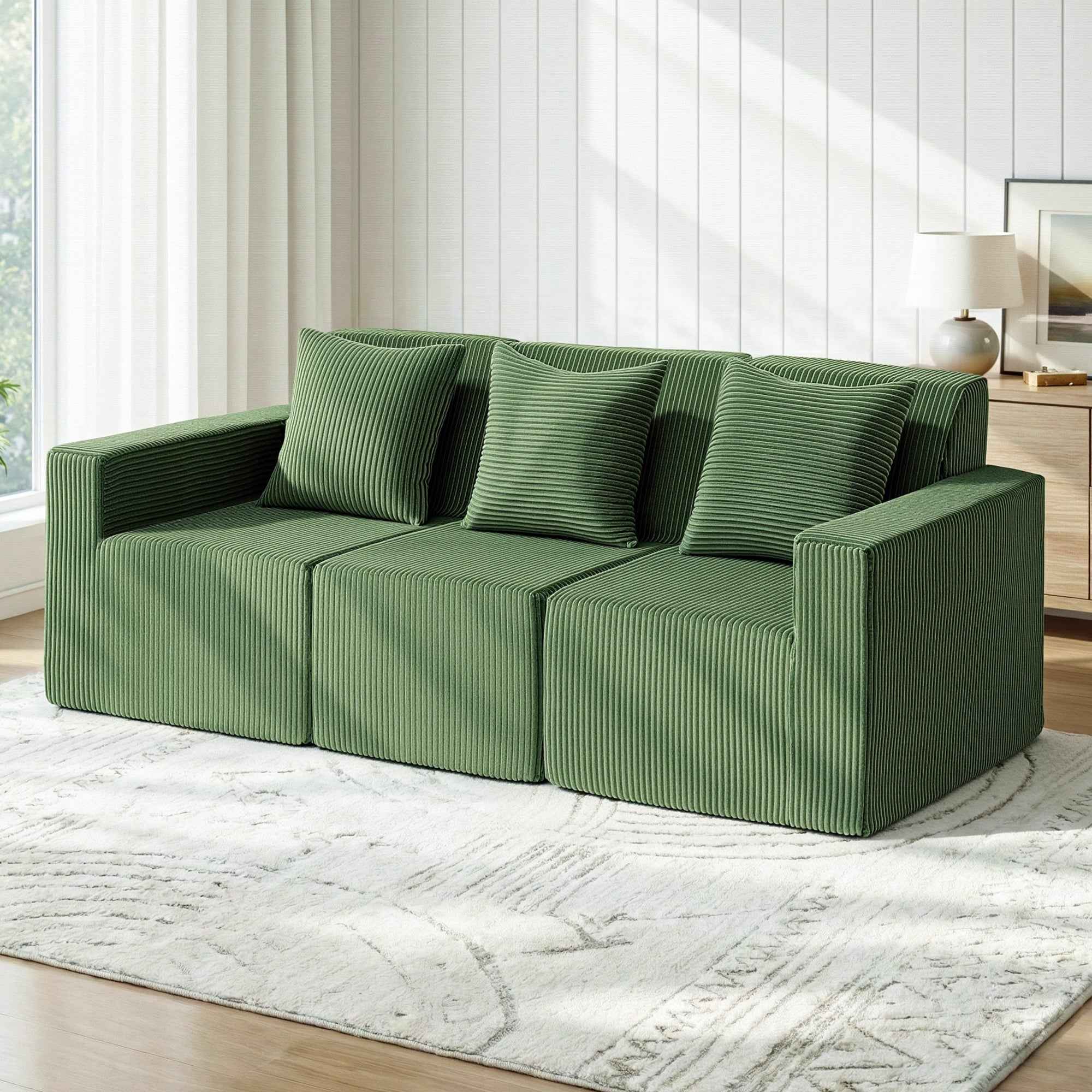 Artiss Modular 3-Seater Sofa Bed Convertible Sectional Floor Couch with Deep Seat