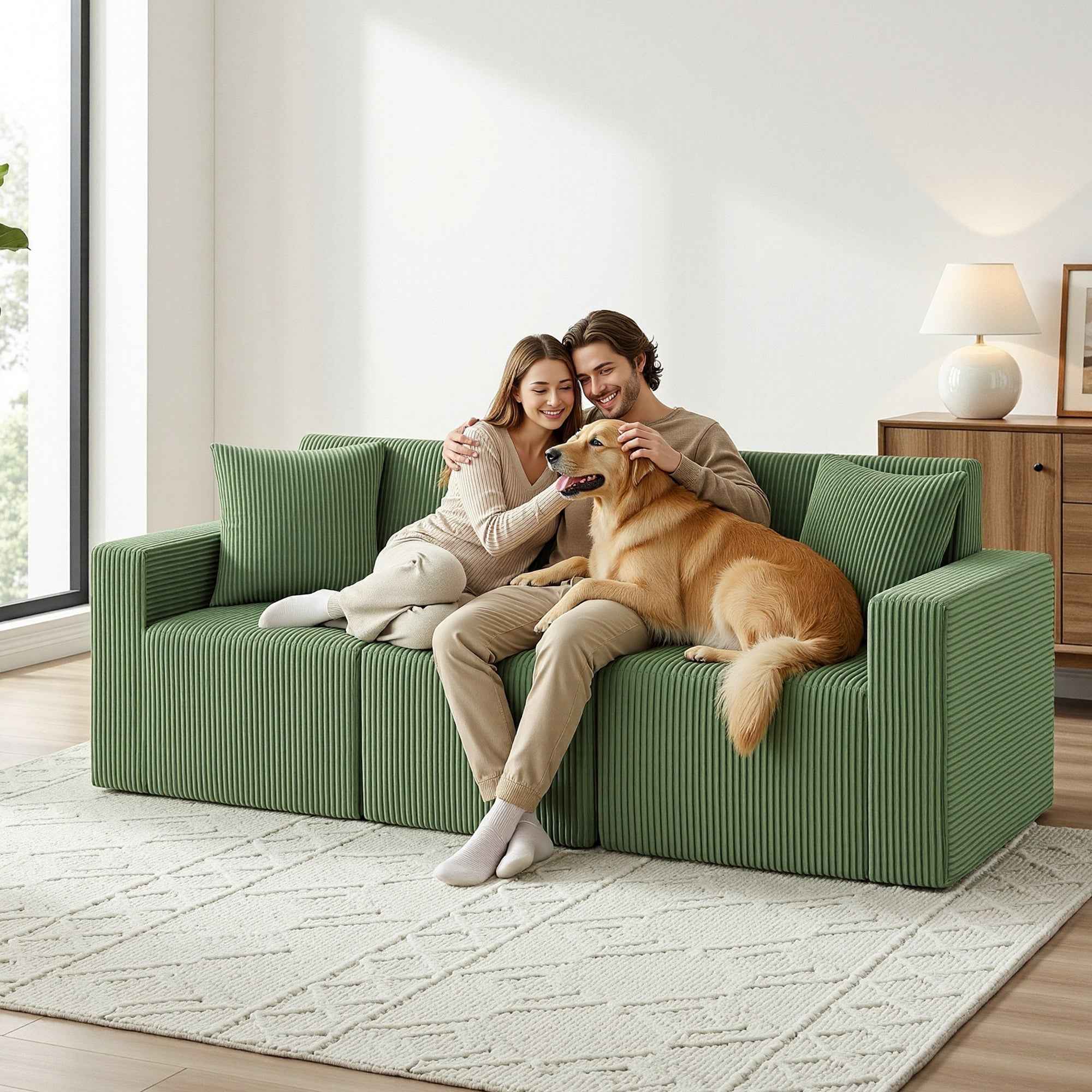 Artiss Modular 3-Seater Sofa Bed Convertible Sectional Floor Couch with Deep Seat