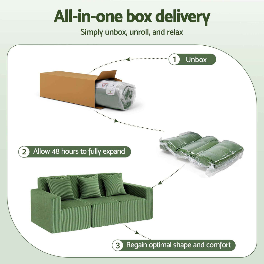 Artiss Modular 3-Seater Sofa Bed Convertible Sectional Floor Couch with Deep Seat